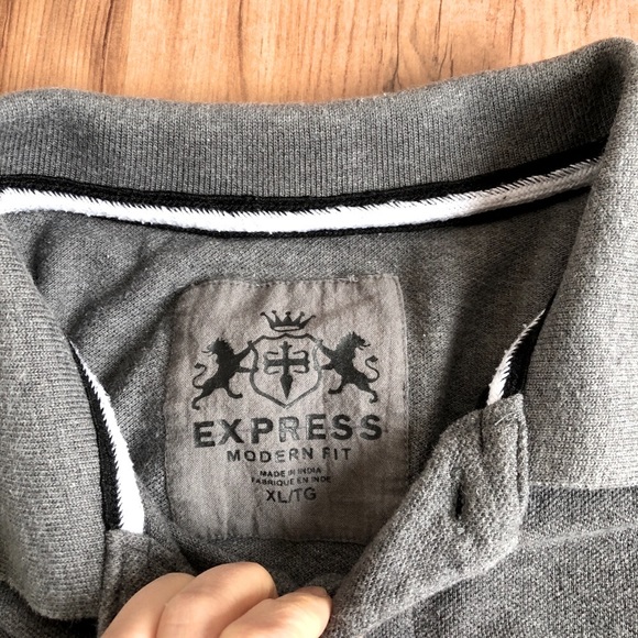 EXPRESS Polo Shirt Short Sleeve Gray XL Men’s - Picture 2 of 15